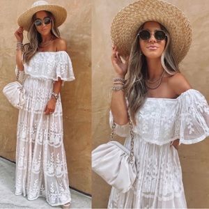 VICI “Our Together is Forever” off the shoulder lace Maxi Dress Aakaa FINAL SALE